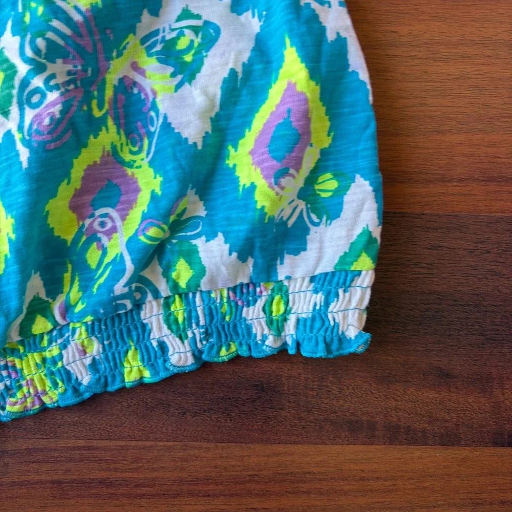 Justice Girls Turquoise Ikat Butterfly Sequin Ruffle‎ Halter Top Size 20 NWT